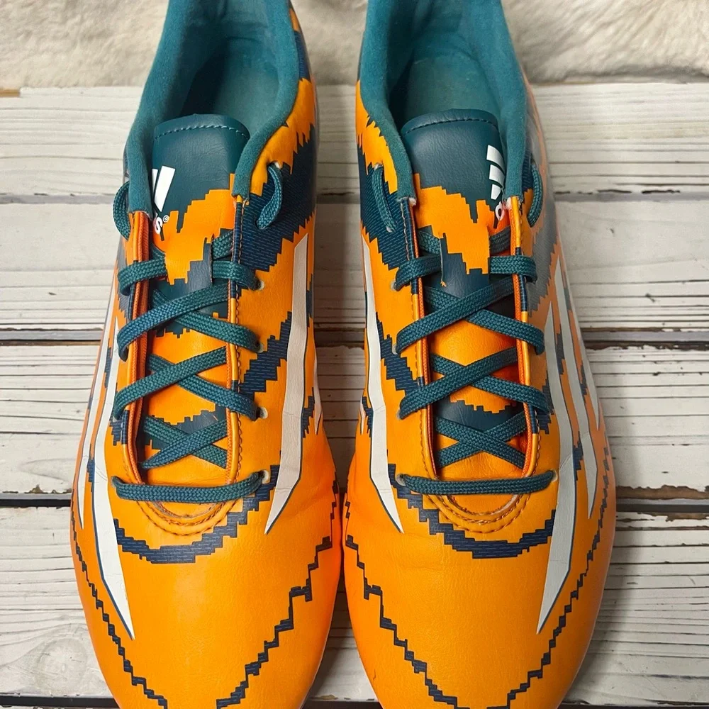 CLEAN Size‎ 11 - adidas Messi 10.3 FG Orange Teal Football Soccer Cleats Male